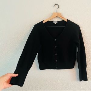J. Crew Black Cashmere Cropped Cardigan